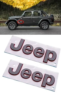 $50.89 • Buy 18-20 Jeep Wrangler JL Gladiator Grey With Red Outline Nameplate Badge Emblem