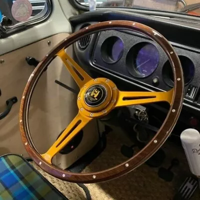 GOLD Wolfsburg Steering Wheel Wood Bay Window For VW LATE Baywindow 17  AAC299 • $606.81