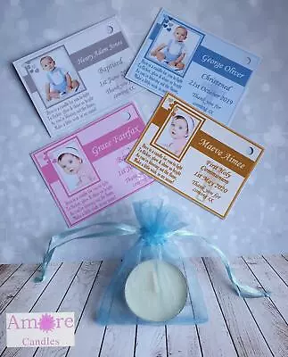 £6 • Buy 10 X Photo Tealight SCENTED Candle Favours Christening Baptism Holy Communion 