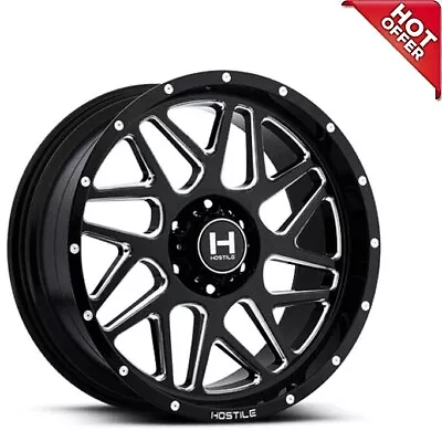 4ea 24  Hostile Wheels H108 Sprocket Blade Cut(Gloss Black Milled)Rims(S10) • $2904