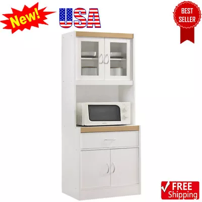 Kitchen Microwave Storage Tall Cabinet W/ Drawer Door Shelves Cupboard Organizer • $133.90