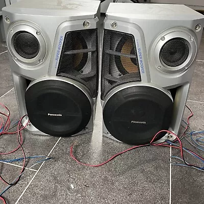 Panasonic Super Woofer SB-AK44 BI-Wiring Speakers Pair Untested • £29.99