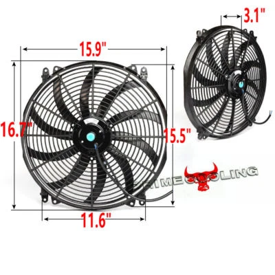 $44.99 • Buy 16  Universal  Slim Fan Push Pull Electric Radiator Cooling 12V Mount Kit ASI