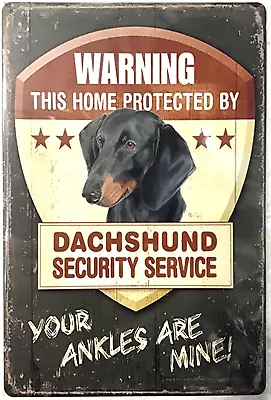 TIN SIGN New 8x12 Warning Dog Dachshund Funny Home Security Protect Ankles C31 • $9.99