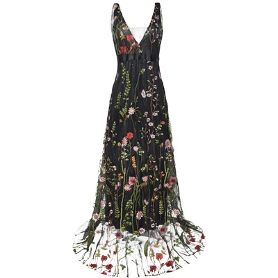 £22 • Buy Ladies Flower Embroidered Floor Length Long Evening Dress Size UK 14
