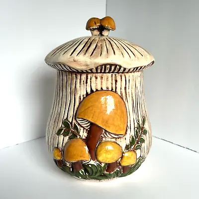Mushroom Cookie Jar Midcentury MCM Arnel's Vintage Ceramics Fungi 70's Canister • $55
