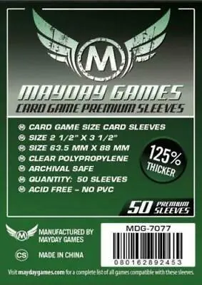 MDG7077 Mayday Games Premium 63.5mm X 88mm Sleeves (50) • £7.61