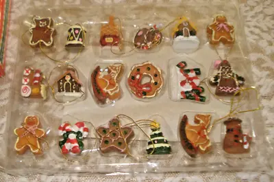 Set Of 18 Mini GINGERBREAD Polystone Christmas Tree Ornaments Approx 1  NIB • $7.99