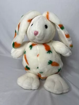 12  Commonwealth White Bunny Rabbit With Orange Carrots Stuffed Animal Musical • $34.95