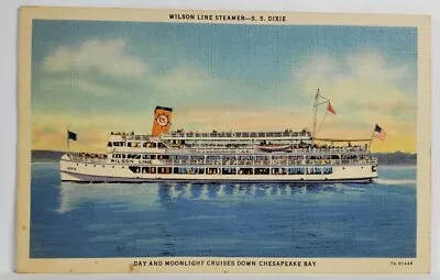 $4.95 • Buy Chesapeake Bay Wilson Line Steamer S.S. Dixie 1940s To Frederick Md Postcard T4