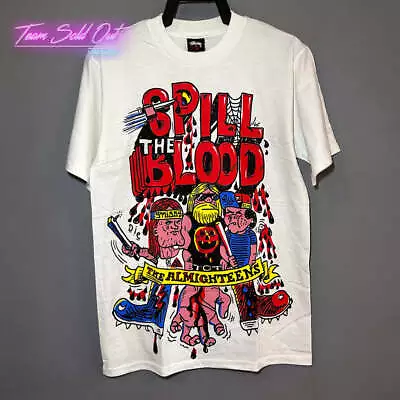 Vintage New Stussy White Spill The Blood Tee T-Shirt Small • $49.88