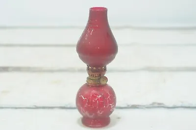 Vintage . Beautiful Small Ruby Red Glass Kerosene Oil Lamp Made In Japan • $20