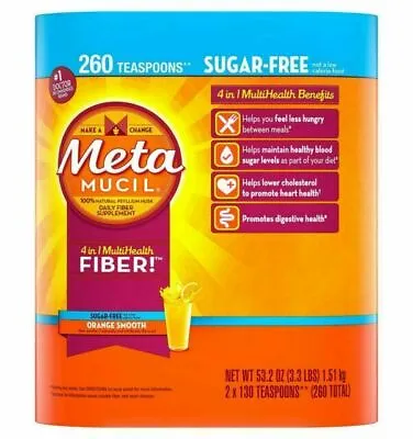 Metamucil Sugar Free Fiber Supplement Smooth Drink Orange 260 Servings Exp 11/24 • $49.98