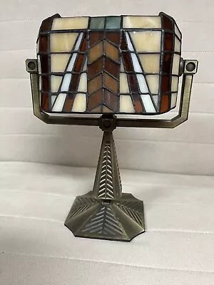 PartyLite Tiffany Mission Style Bankers Stained Glass Lamp 2 Tea Light / Votive • $20