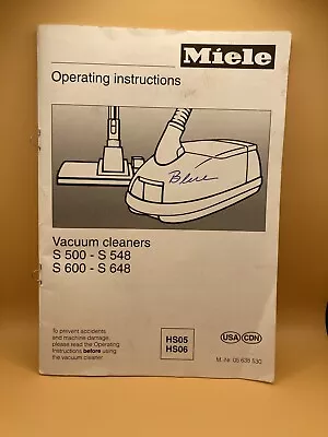 Miele Canister Vacuum Cleaner Operating Instructions S500-S548 S600-S648 • $4.49