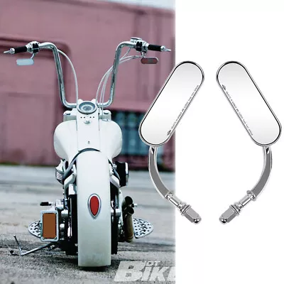 Chrome Mini Oval Motorcycle Rear View Mirror For Harley Davidson Softail Deluxe • $39.11