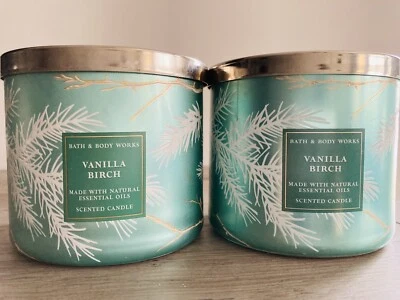 $64.90 • Buy (2) Bath & Body Works VANILLA BIRCH 3 Wick Jar Candles 14.5 Oz NEW