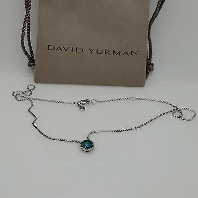 David Yurman Chatelaine Blue Topaz Pendant Necklace In Sterling Silver • $150