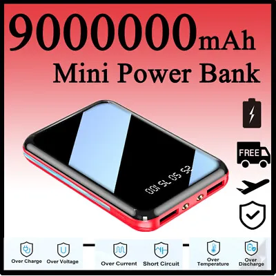 9000000mAh Mini Large Capacity Power Bank Small Portable Mobile Power Supply • £13.99