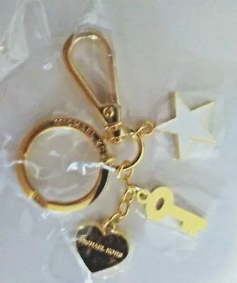 New MICHAEL KORS Gold-Tone Key Chain Heart White Star Key • $24.95