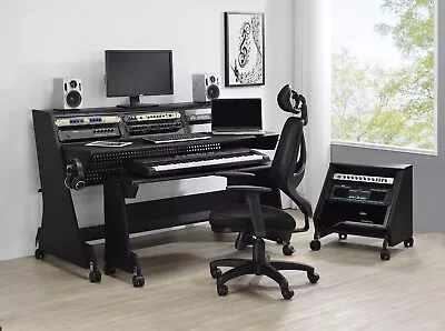 Musiea 2EX008 88 Keys Pro Music Studio Desk Workstation With Rack Cabinet Black • $799.90