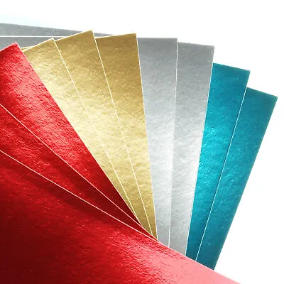 SHINY MIRRORED CARD X10 Foil Effect Paper Craft Kids Metallic Cardstock 200gsm • £4.70