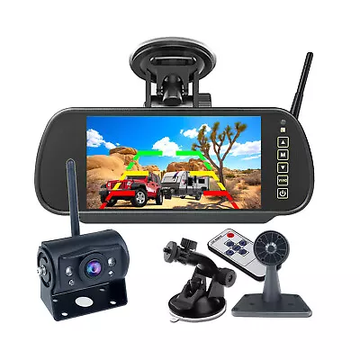 Wireless 7  Quad Mirror Monitor DVR Backup Camera For Truck Caravan Reversing • $165