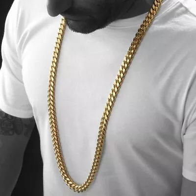 14K Gold Plated Alloy 6mm 30  Miami Cuban Chain Hip Hop Fashion Bling Necklace • $11.99