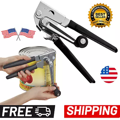 Commercial  Easy Crank Can Opener Heavy Duty Ergonomic Design Silver/Black • $14.80