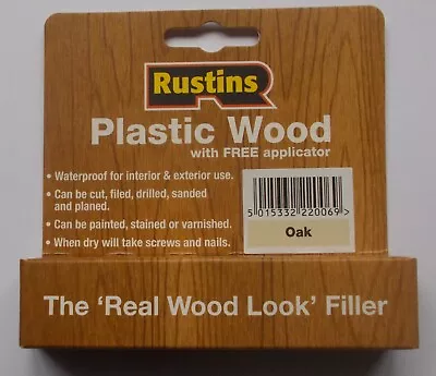 Rustins Plastic Wood Filler Applicator Repair Cracks Holes  Oak New • £4.95