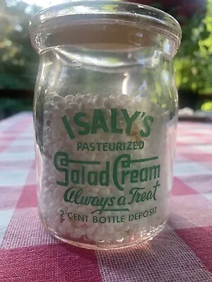 ISALY'S Salad Cream Bottle Dairy 1/2 Pint Green Letters • $22