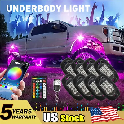 RGB LED Rock Lights For Jeep Off-Road Truck UTV ATV 8Pods Underbody Wheel Light • $44.64