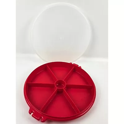 Tupperware Divided Serving Tray Red 405 9 Lid Party Veggie Dip Fruit Vintage • $14