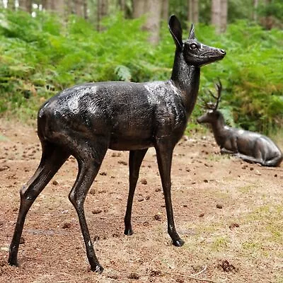 Wild Doe Life-Size 118cm Bronze Metal Garden Statue • £969.99