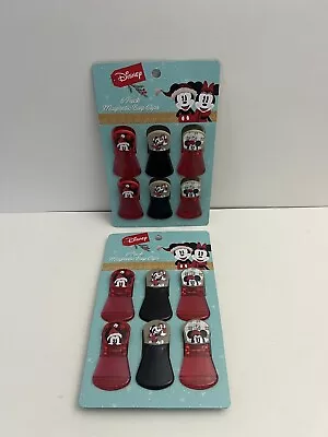 Lot Of 2 NIP Disney Mickey & Minnie Mouse Christmas Magnetic Bag Clips 6 Packs • $24