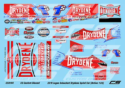 2019 Logan Schuchart Drydene 1s Shark Sprint Car 1:24 Waterslide Decals • $17