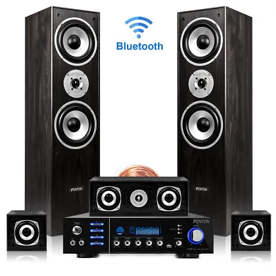 Fenton Home Cinema Hifi Surround Sound 5.0 System With Bluetooth Amplifier Black • £279