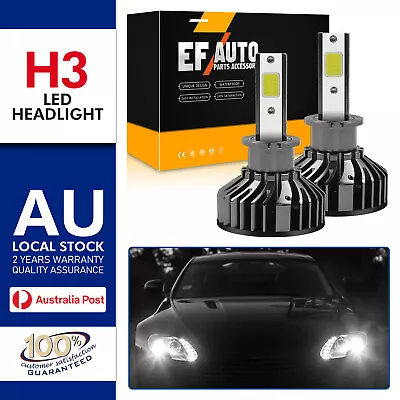 H3 LED Headlight Kit 220W 35000LM Globes Car Bulbs High Low Beam 6000K White AU • $18.99