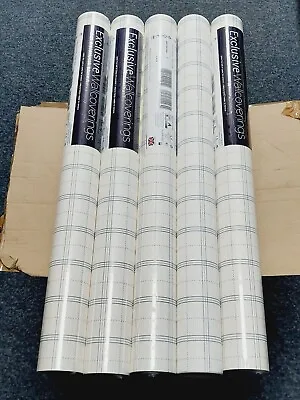 12 Full Rolls ( 1 Full Box ) £39.99  Blue/white Check Pattern Wallpaper FD21204 • £39.99