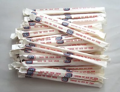 $19.99 • Buy Pet Dairy Lot Of 50 Vintage Wrapped Drinking Straws Taste The Fresh Cream Milk