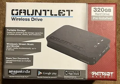 New Open Box Patriot Memory Gauntlet Wireless Portable Hard Drive 320gb Wifi • $29.84