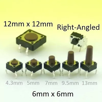 Momentary Tactile Switch SPST Push Button Miniature Micro PCB Mounted • £1.29