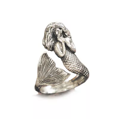 Mermaid Pirate Ring Silver 925 Anchor Navy Sailor Vintage Nautical Gift Fish • $60