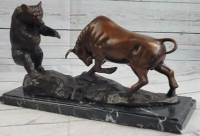 Wall Street Bronze Bull And Bear Fight Statue Sculpture Figure Hot Cast Art Deal • $579