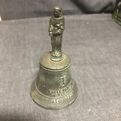 Antique/Vintage 1920s Bronze San Gabriel Fr. Junipero Serra Mission Bell -- VG • $34.99
