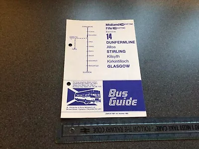 £5 • Buy Midland Fife Scottish Bus Group Route 14 Timetable Autumn 1982 Dunfermline Alloa