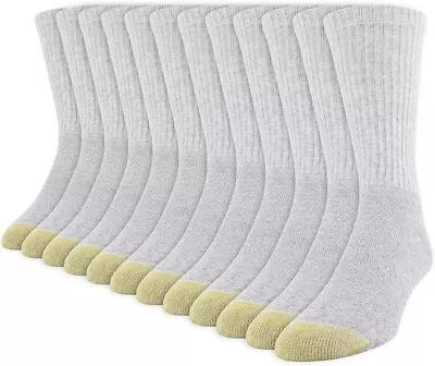 Gold Toe Men's 656S Cotton Crew Athletic Socks Grey 12 Pairs  Large 6-12.5 • $27.96