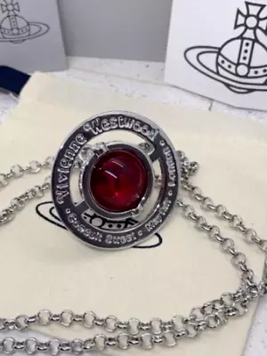 Vivienne Westwood Silver Red Orb Pendant Necklace With Packaging Box • $27.90