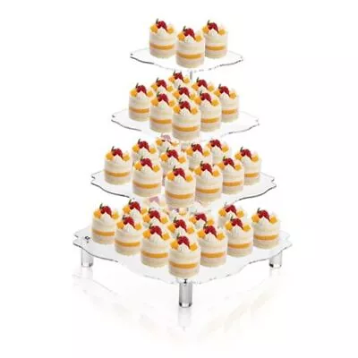 4 Tier Acrylic Cupcake Stand Square Cupcake Display Holder Clear Dessert  • $33.65