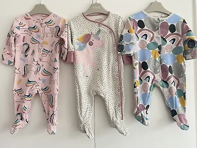 £9.99 • Buy Baby Girls NEXT 0-3 Months Babygrow Sleepsuit Bundle Unicorn Rainbows GC
